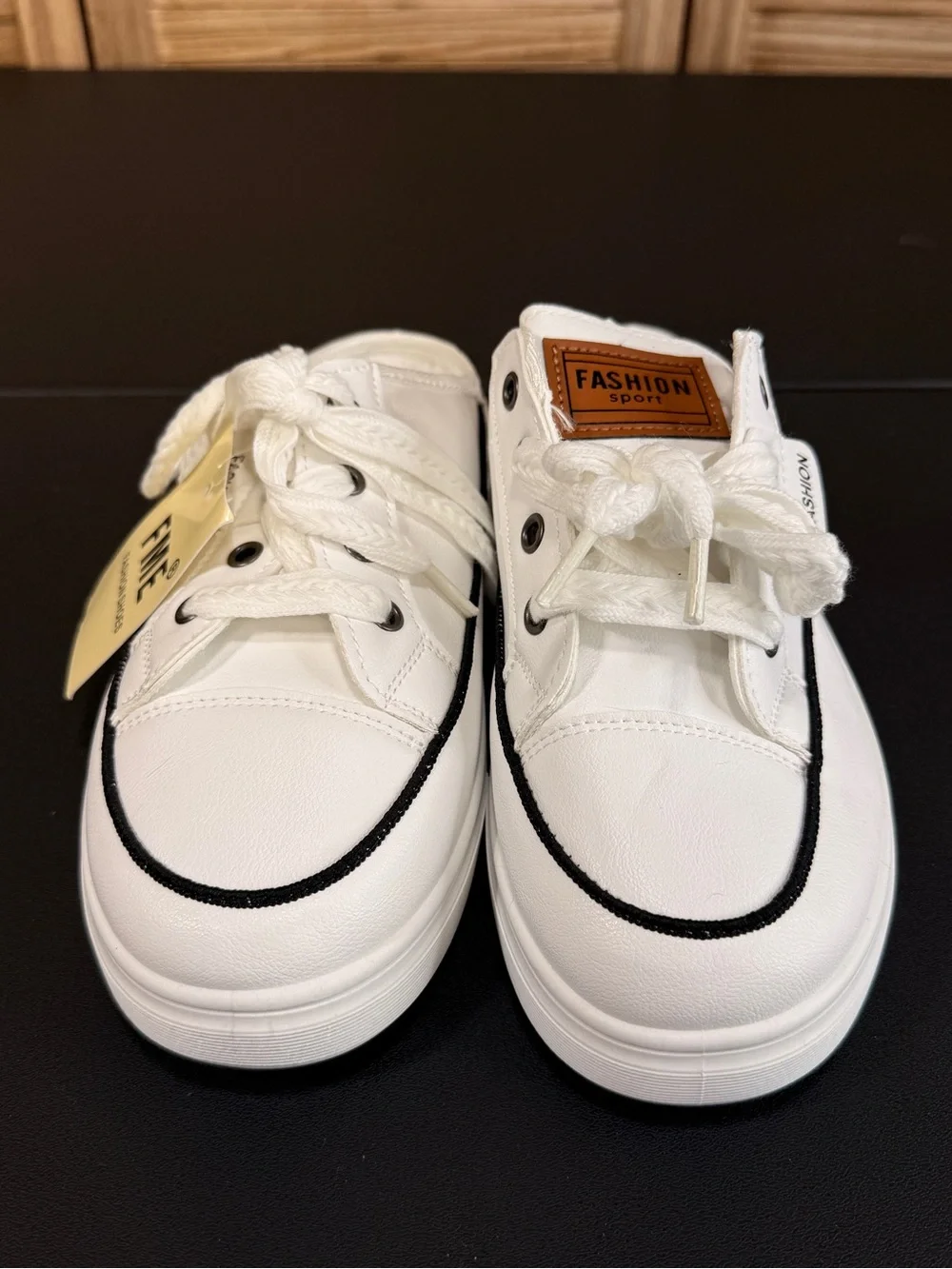 FME Sneakers Slip On Thick Soled Half-Slip In White Comfortable New With Tags 9